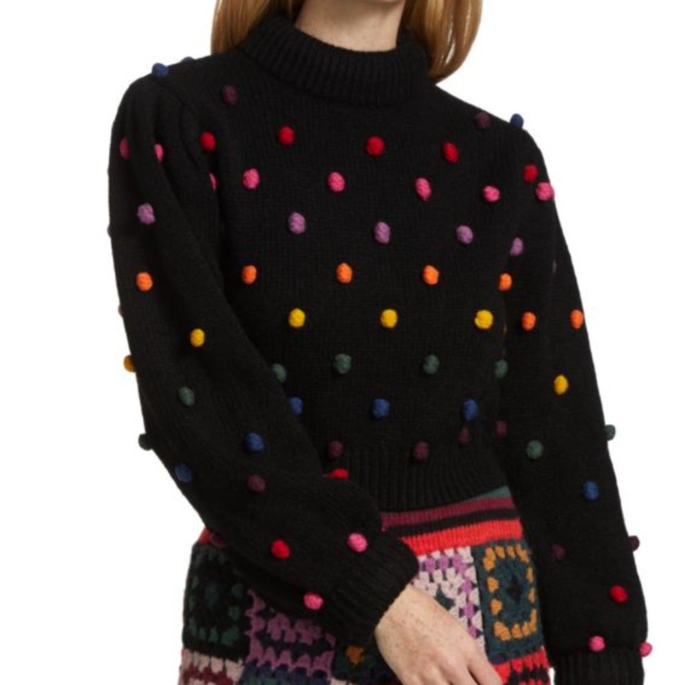 FARM RIO Rainbow Pom-Pom Sweater